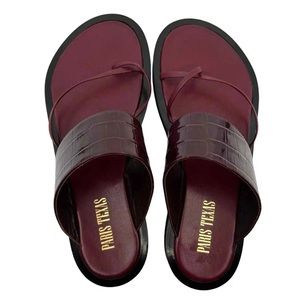 PARIS TEXAS Brooklyn Size 38 Croc Nappa Embossed Leather Toe Loop Sandals 8